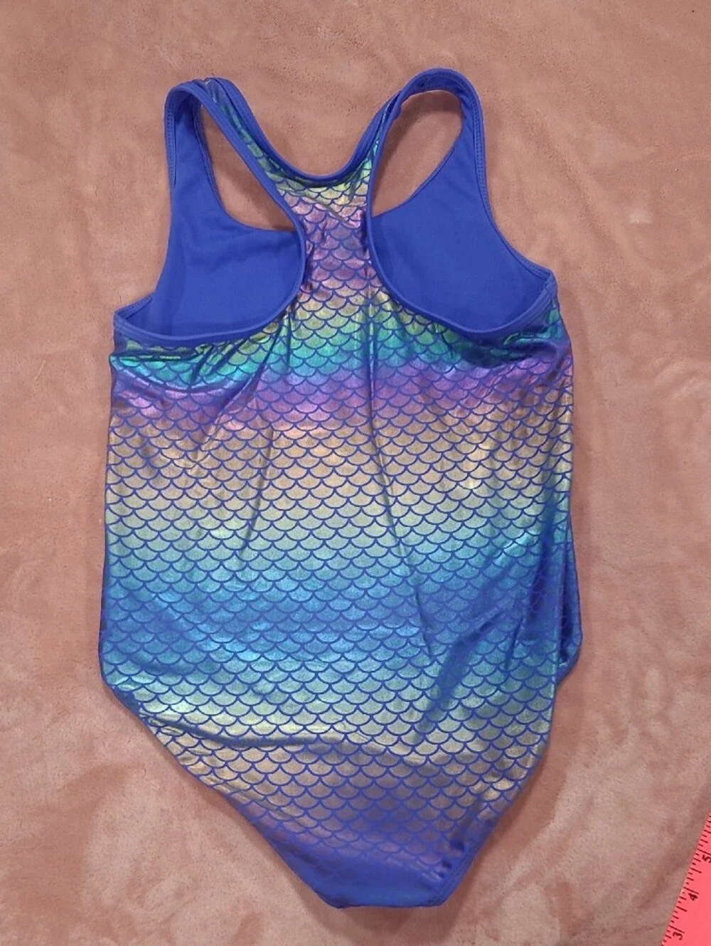 wonder nation Blue Mermaid Club One-Piece Swimsuit with Iridescent Panels
